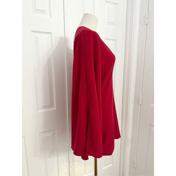 Backstage Womens Red Emily Flare Bell Sleeve Deep V Neck Mini Dress Size XS NWT - Picture 3 of 6